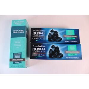 NEW Brush Buddies Herbal Whitening Toothpaste Charcoal Mint Fluoride Free NIB